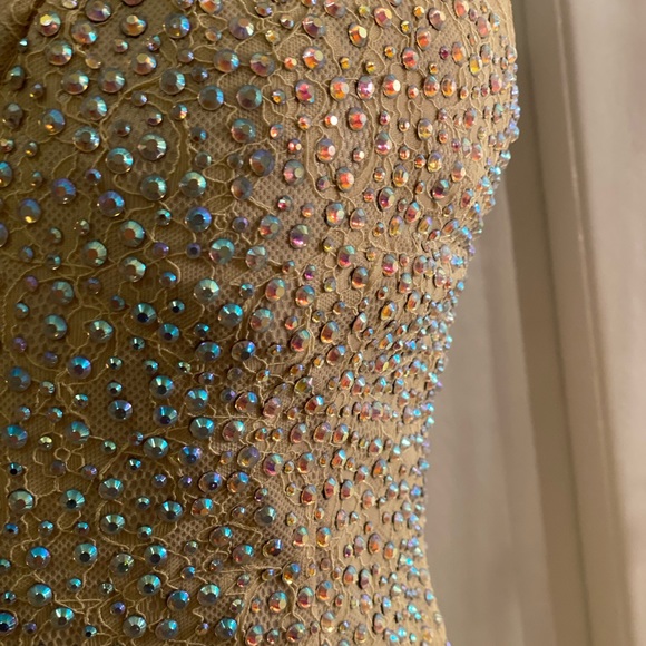 Cream and rhinestones party dress - Picture 4 of 9